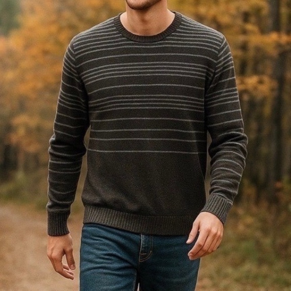 American Eagle Outfitters Brown Striped Long Sleeve Sweater